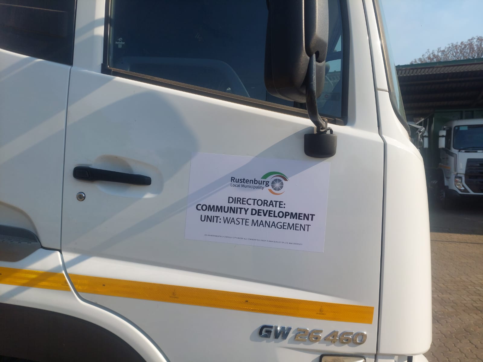 Rustenburg Local Municipality fleet vehicle branding, close-up of door decal