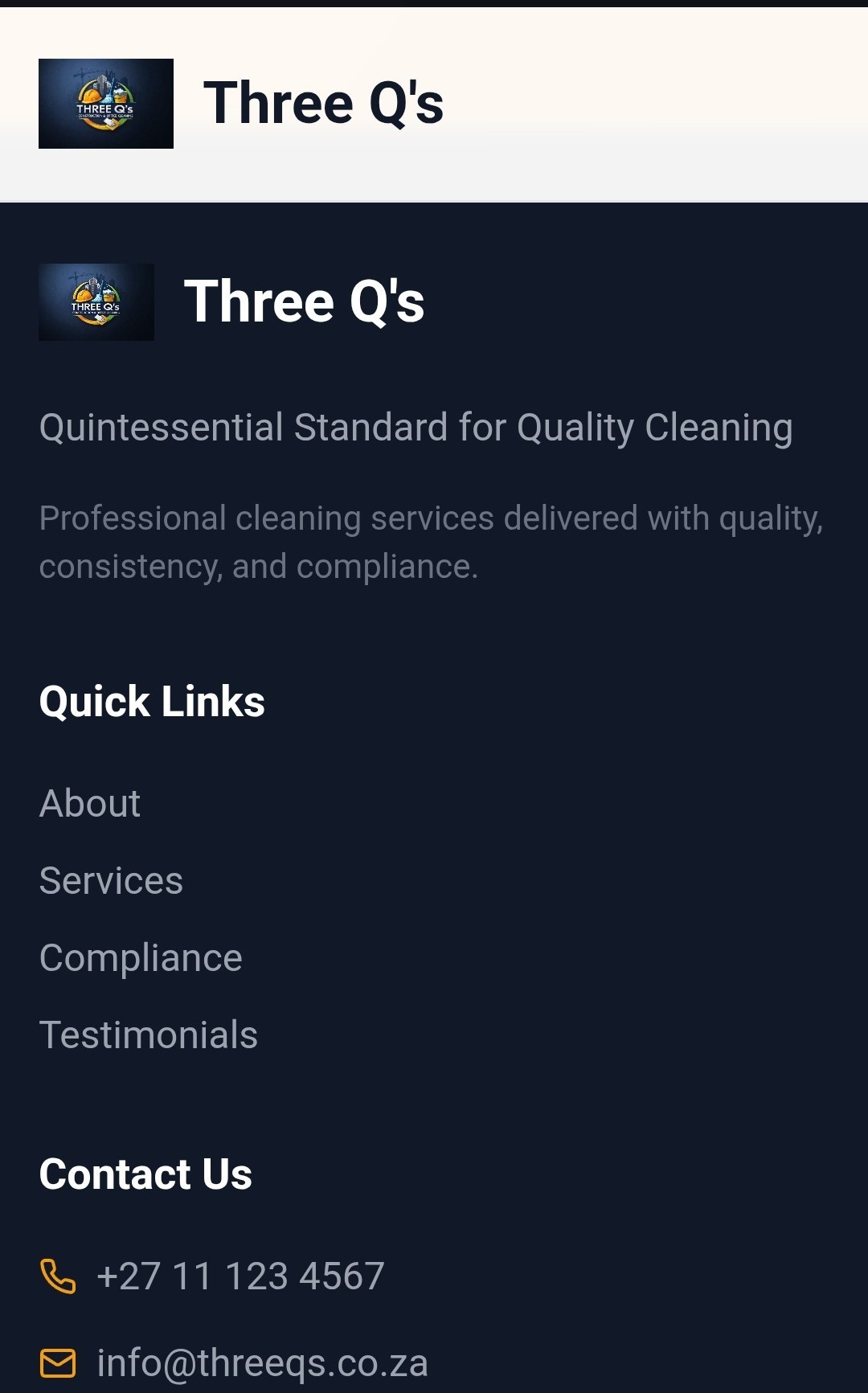 Three Q's website view 3